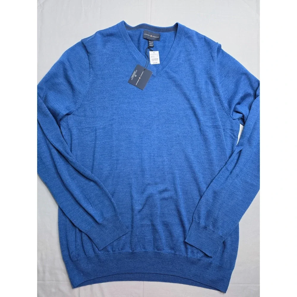 Joseph Abboud Sweater Mens 3XLT Blue Merino Wool Tight Knit Modern Fit Warm Wear